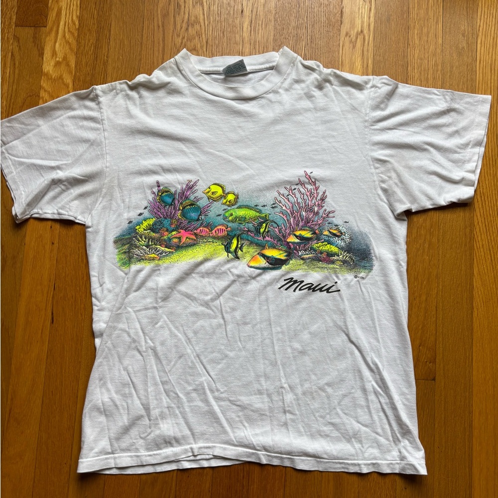 White Hawaii neon Graphic T-Shirt single stitch 90’s